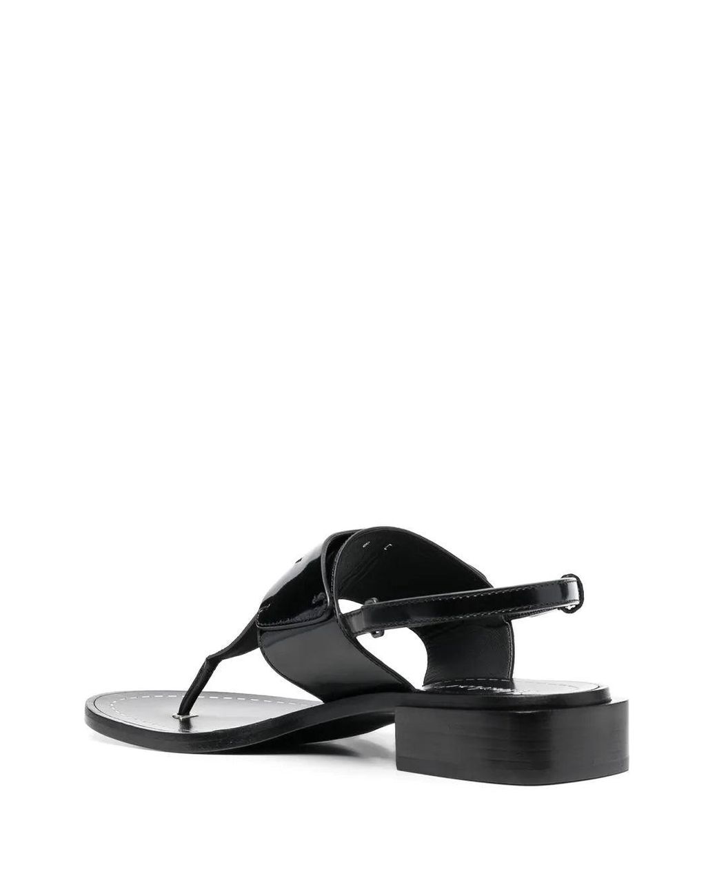 Ferragamo Black Logo-Plaque Detail Thong Sandals