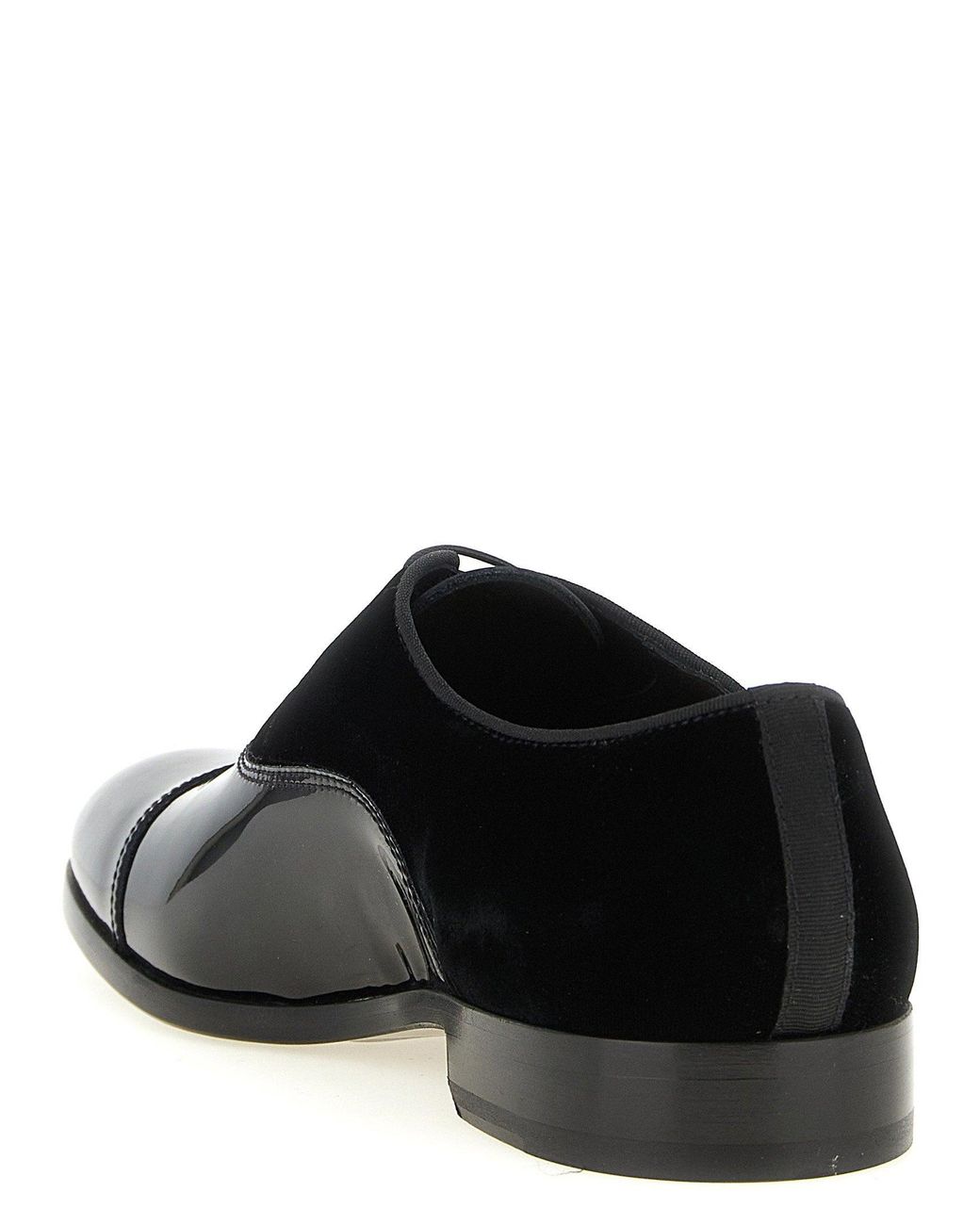 Doucal's Black Patent Leather And Velvet Oxford for men