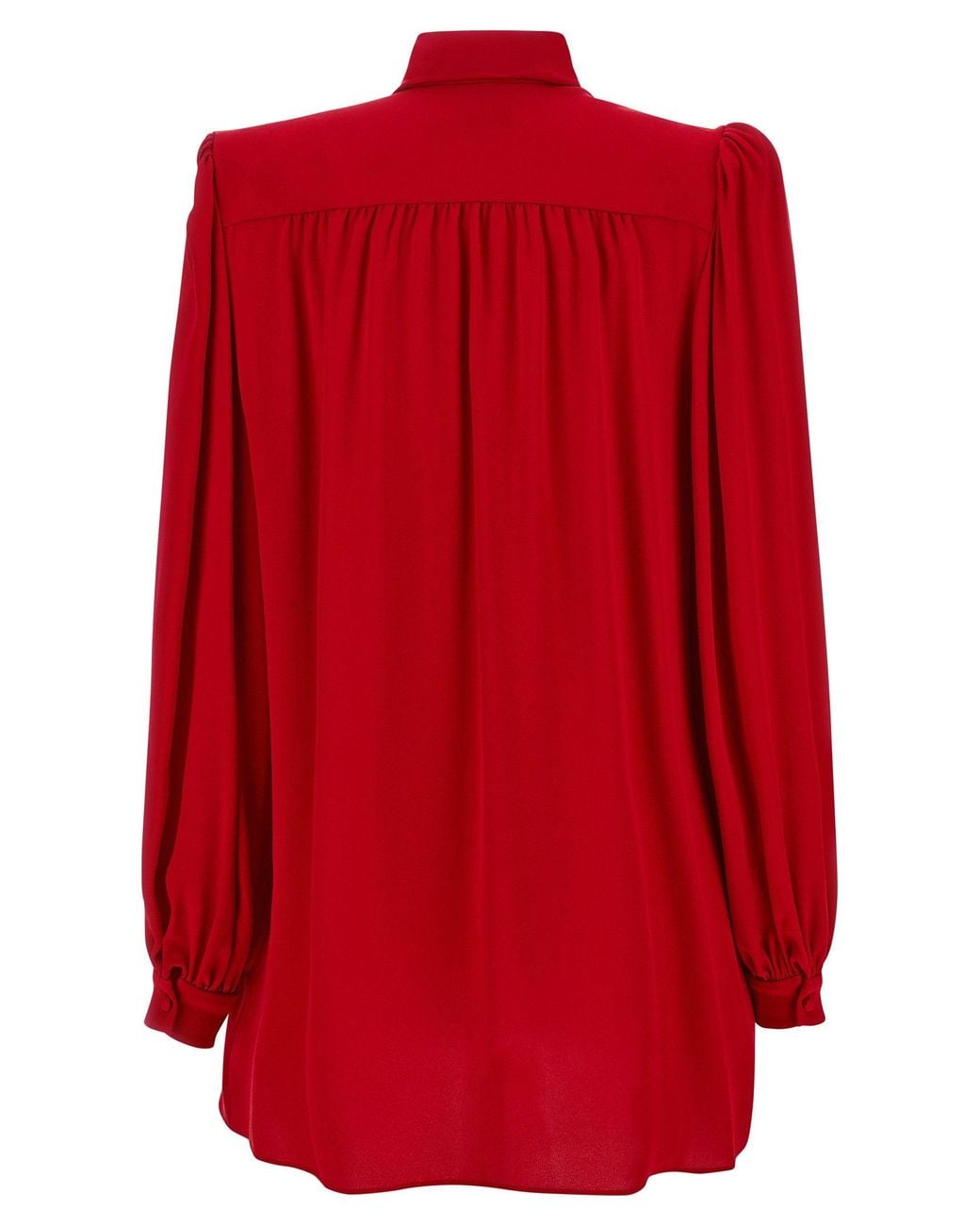 Valentino Garavani Red Silk Bow-Neck Blouse
