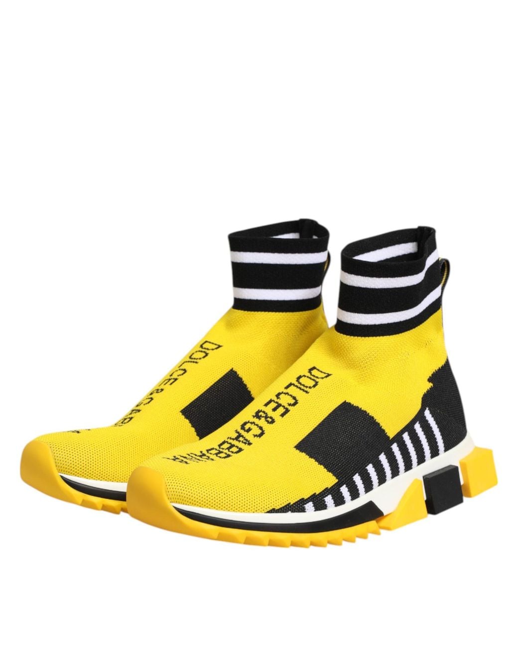 Dolce & Gabbana Yellow Black Sorrento Socks Sneakers Shoes