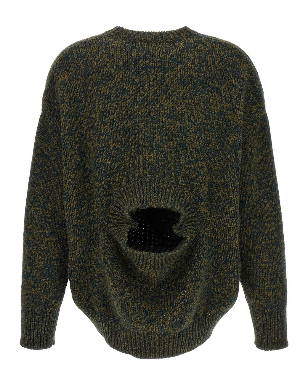 Loewe Gray Double-Neck Melange Wool Sweater