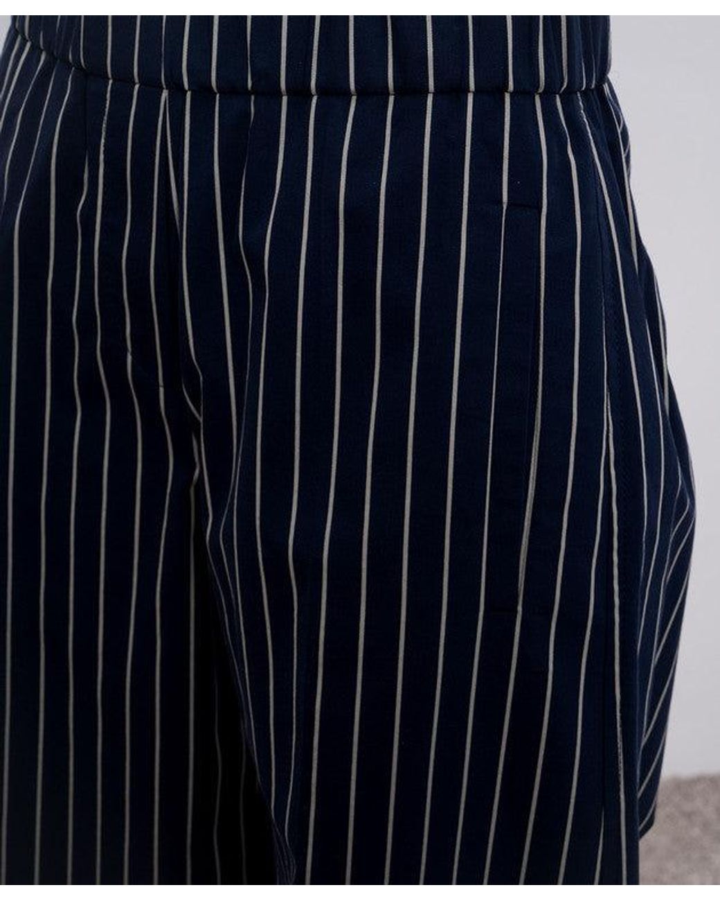 Brunello Cucinelli Blue Striped Wide Trousers