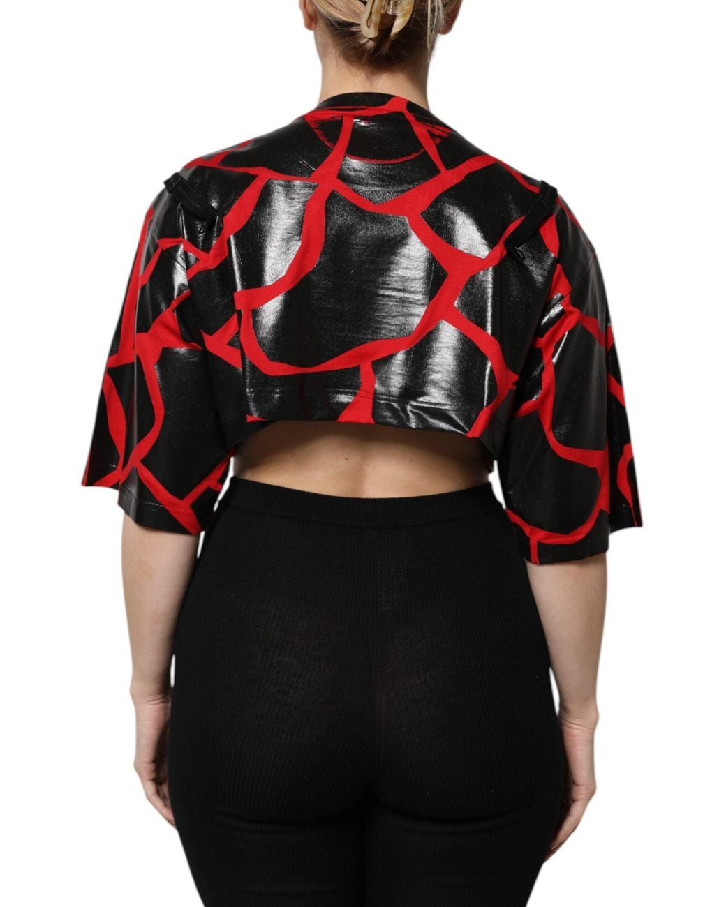 Dolce & Gabbana Red Dolce & Gabbana Bustier-Detailing Cotton Cropped Top