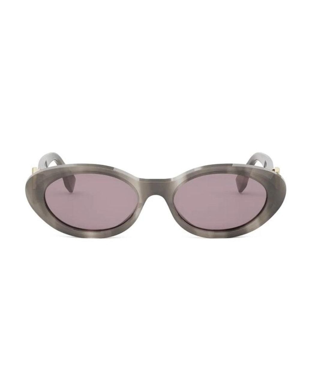 Fendi Gray Sunglasses Oval Full Rim, Shiny Havana Frame And Lens Fe40140U20Y