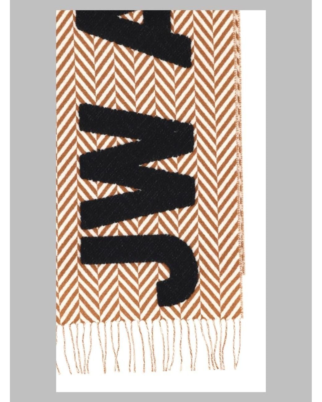 J.W. Anderson Black Virgin Wool Scarf With Herringbone Motif Scarfs