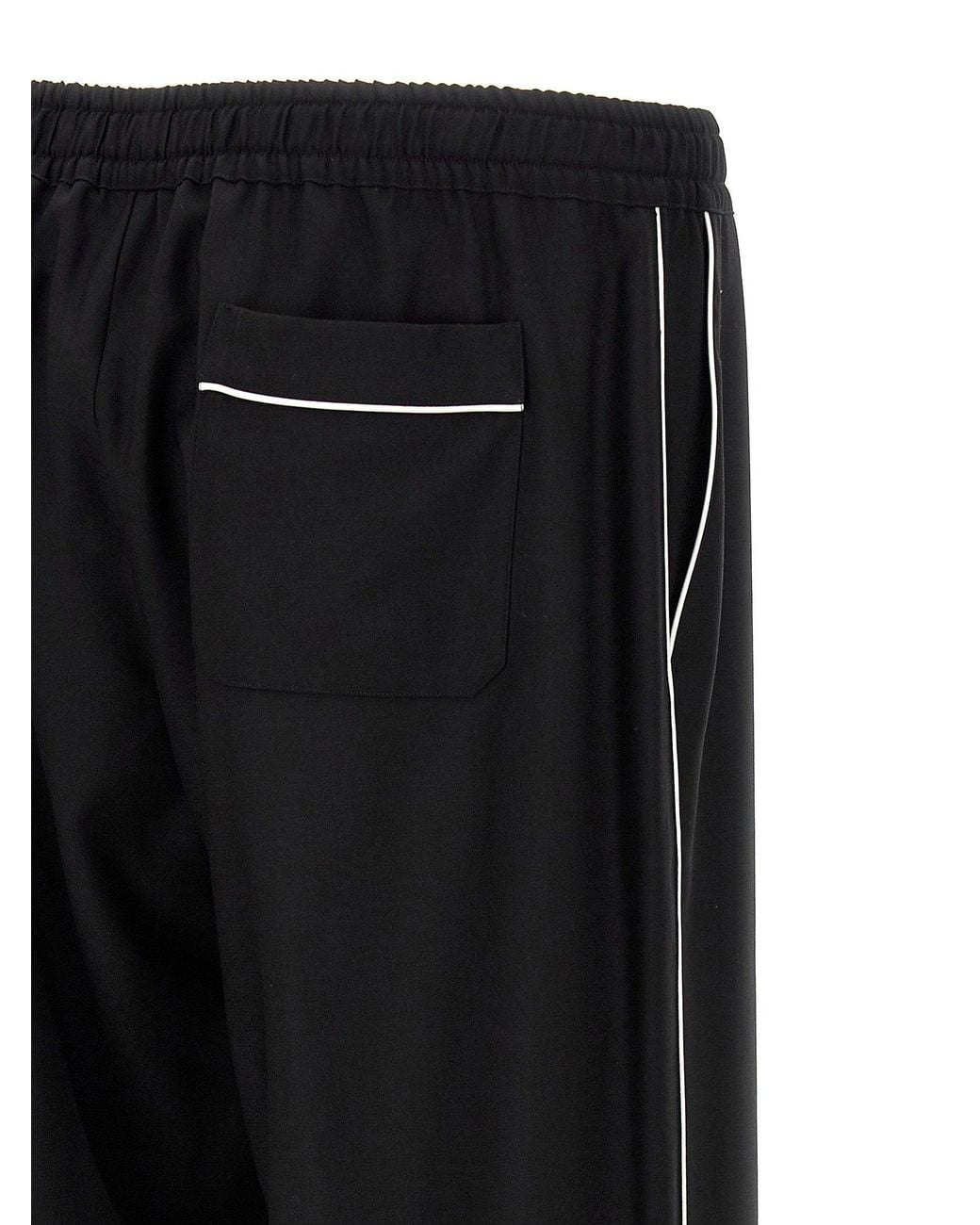 Dolce & Gabbana Black Dolce & Gabbana Contrast-Piping Wool Trousers for men