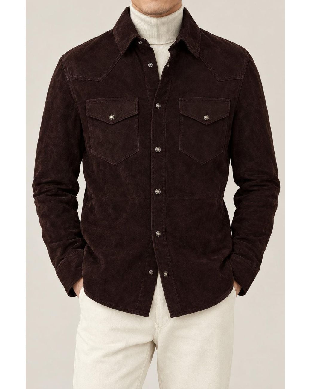 Brunello Cucinelli Black Moors Head Suede Western Jacket for men