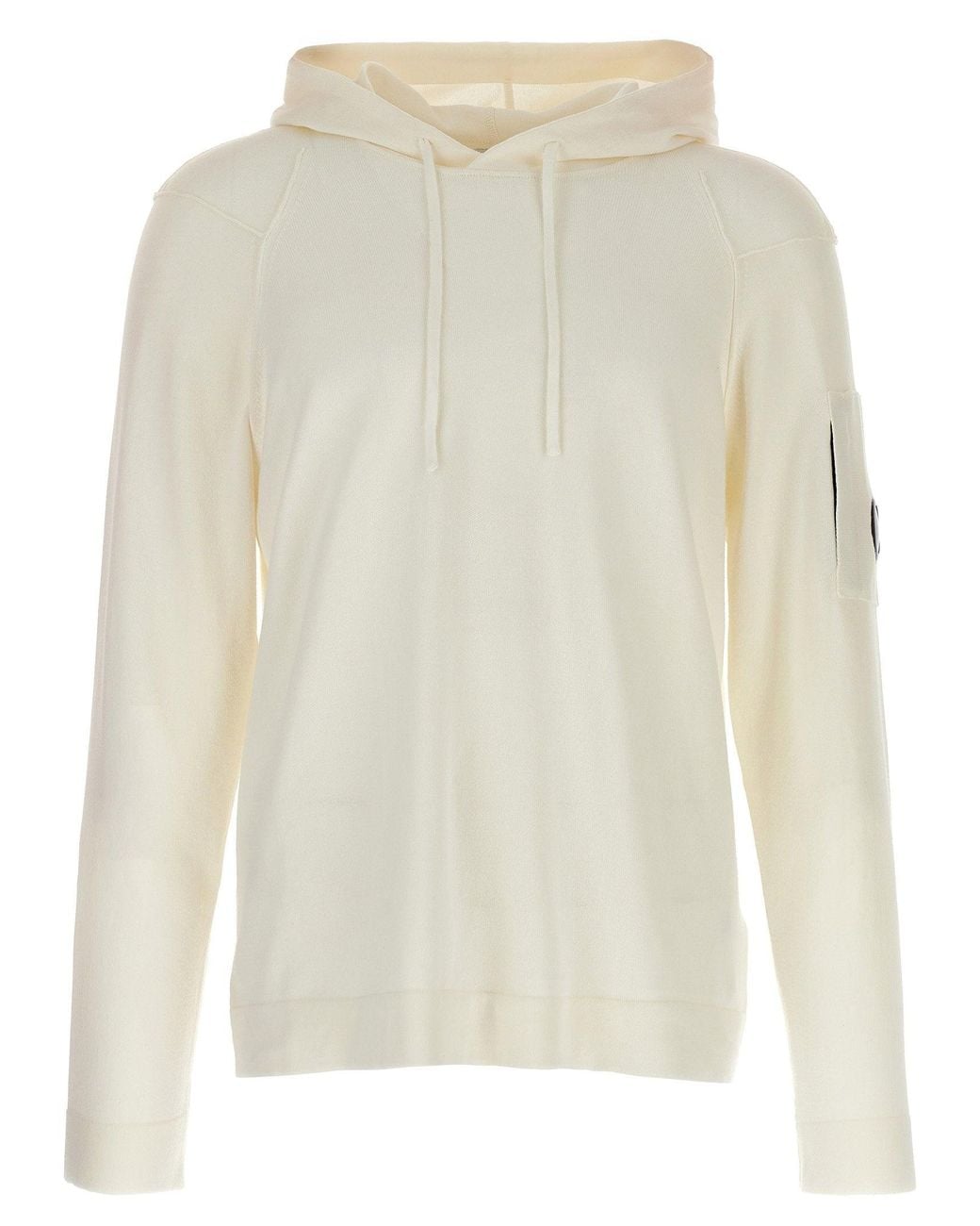 C P Company White Sea Island Cotton Hoodie Sweatshirt