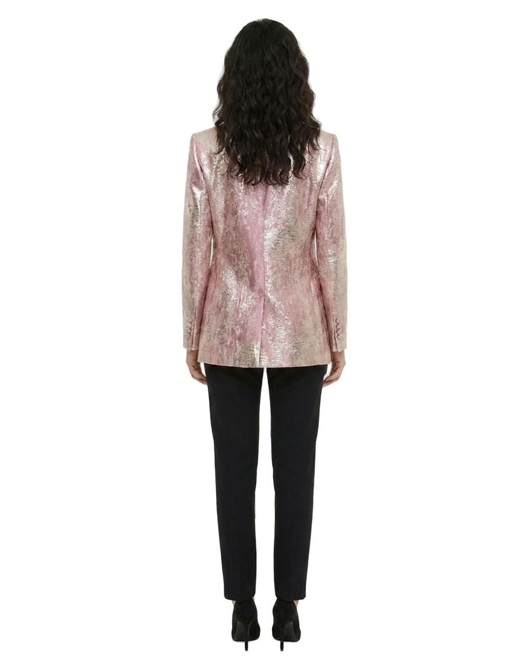 Dolce & Gabbana Pink Dolce & Gabbana Sequin-Embellished Silk Blend Blazer