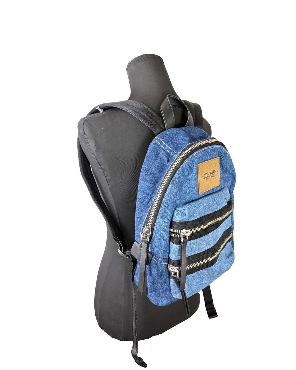 Marc Jacobs Blue The Biker Medium Denim Backpack Bookbag