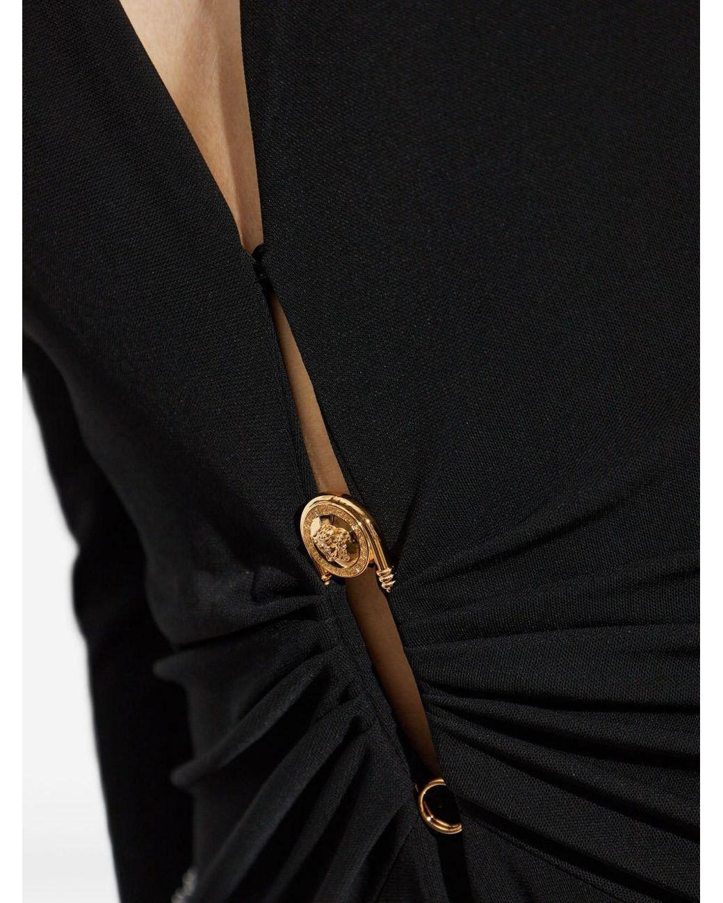 Versace Black Bodysuit Safety Pin Viscose Tops