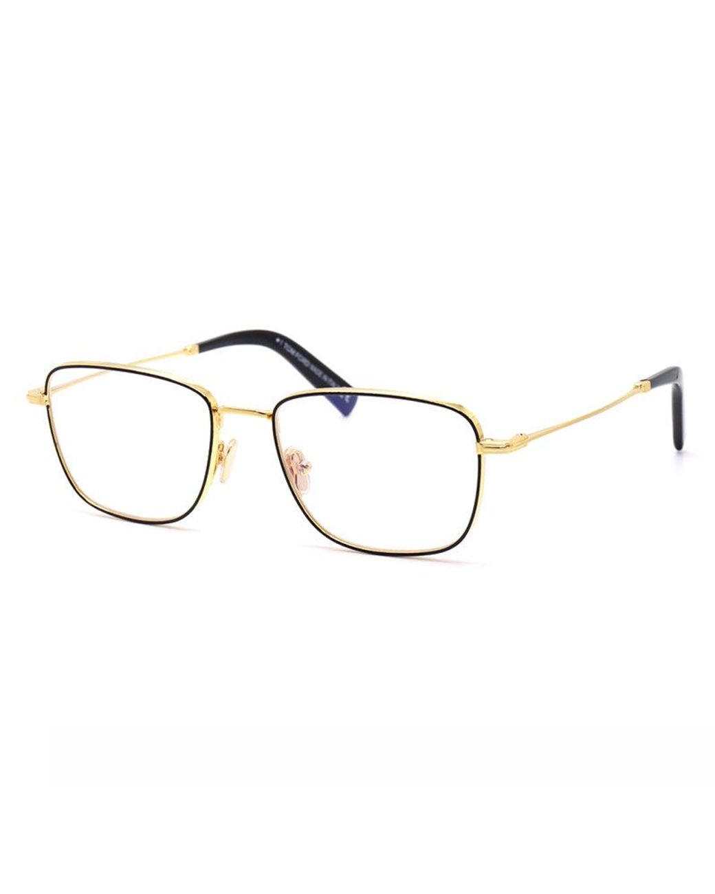 Tom Ford Metallic Eyeglasses Square Full Rim, Shiny Enamel Frame And Clear Demo Lenses Lens Ft5748-B001 Sunglasses for men