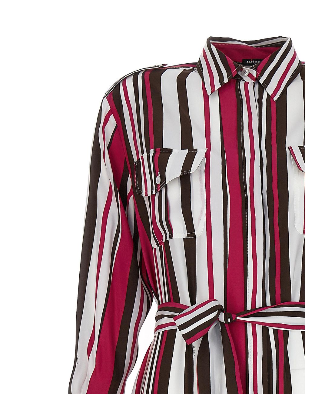 Kiton Red Striped Shirt Dress