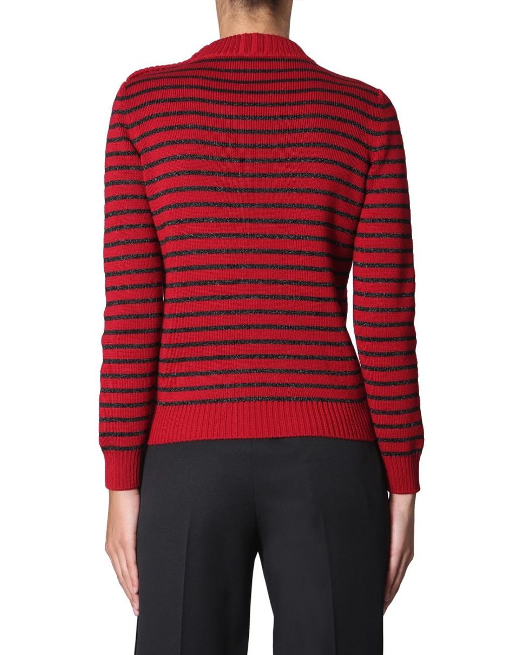 Saint Laurent Red Saint Laurent Crew Neck Cotton Blend Sweater