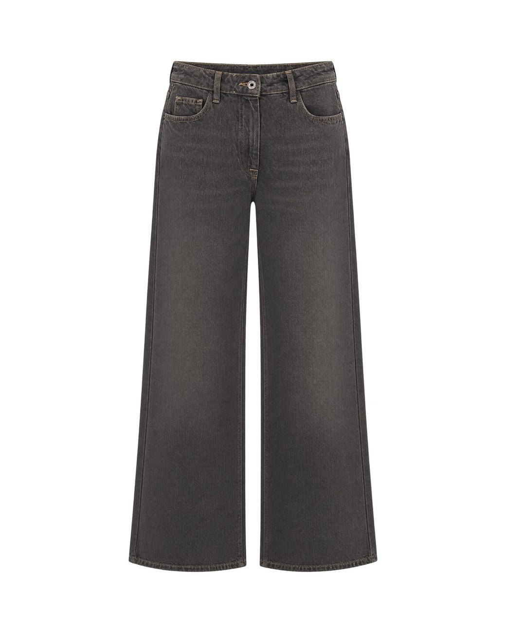 Patrizia Pepe Gray Jeans Wide-Leg Washed Craft