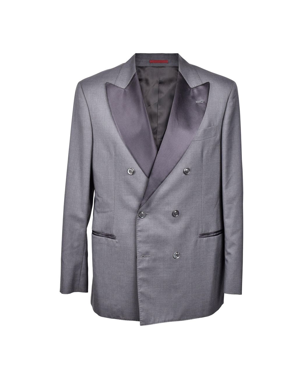 Brunello Cucinelli Gray Wool Silk Tuxedo Blazer for men
