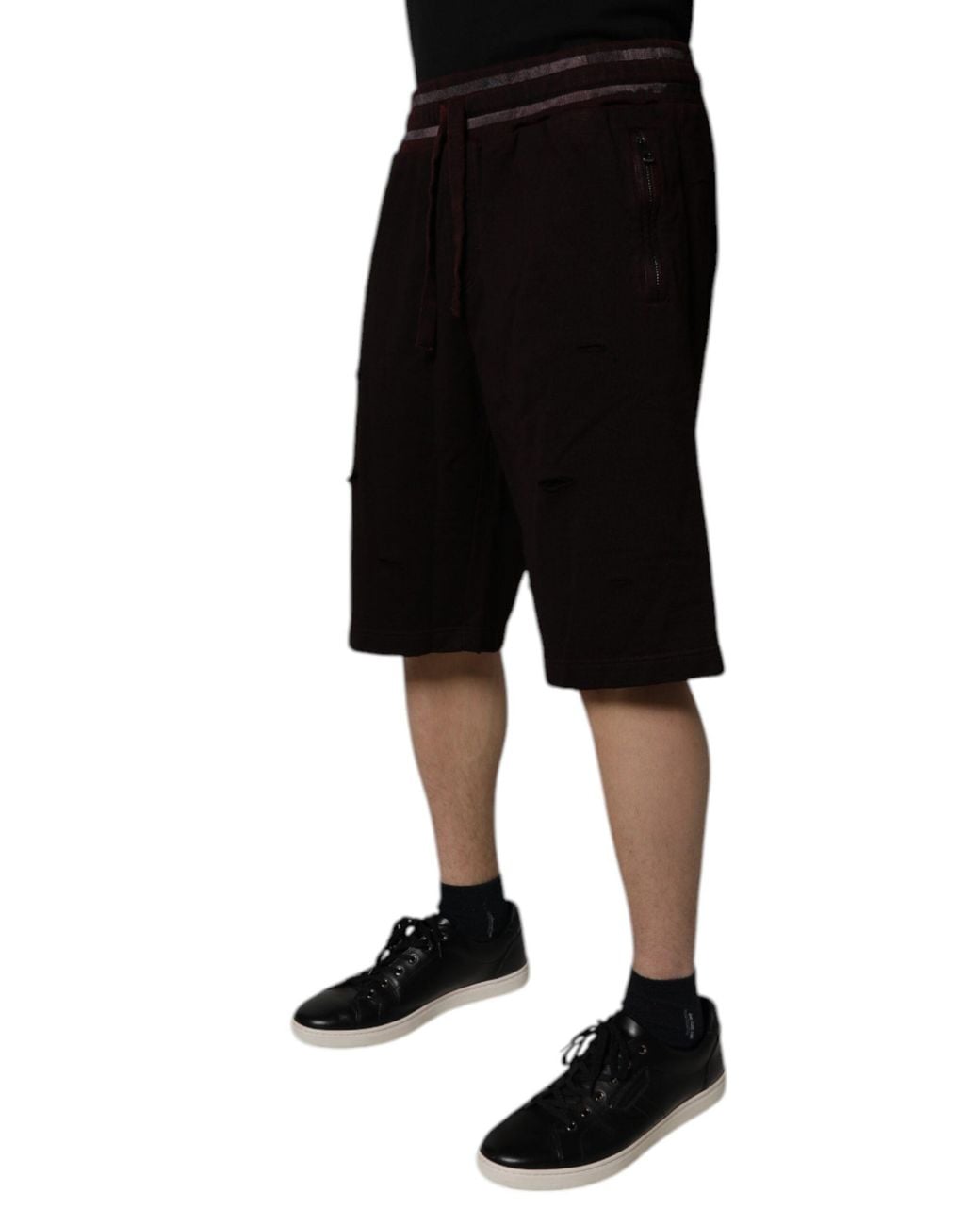 Dolce & Gabbana Black Cotton Logo Plaque Bermuda Shorts for men