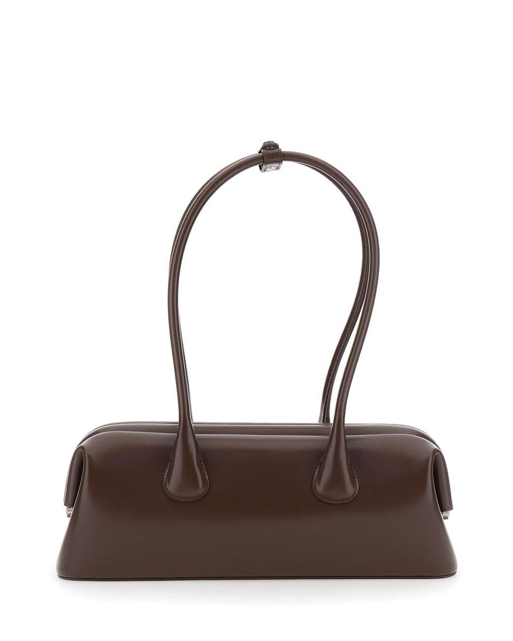 OSOI Brown Shoulder Bag Boat Wide With Round Handles And Lettering Logo On The Front