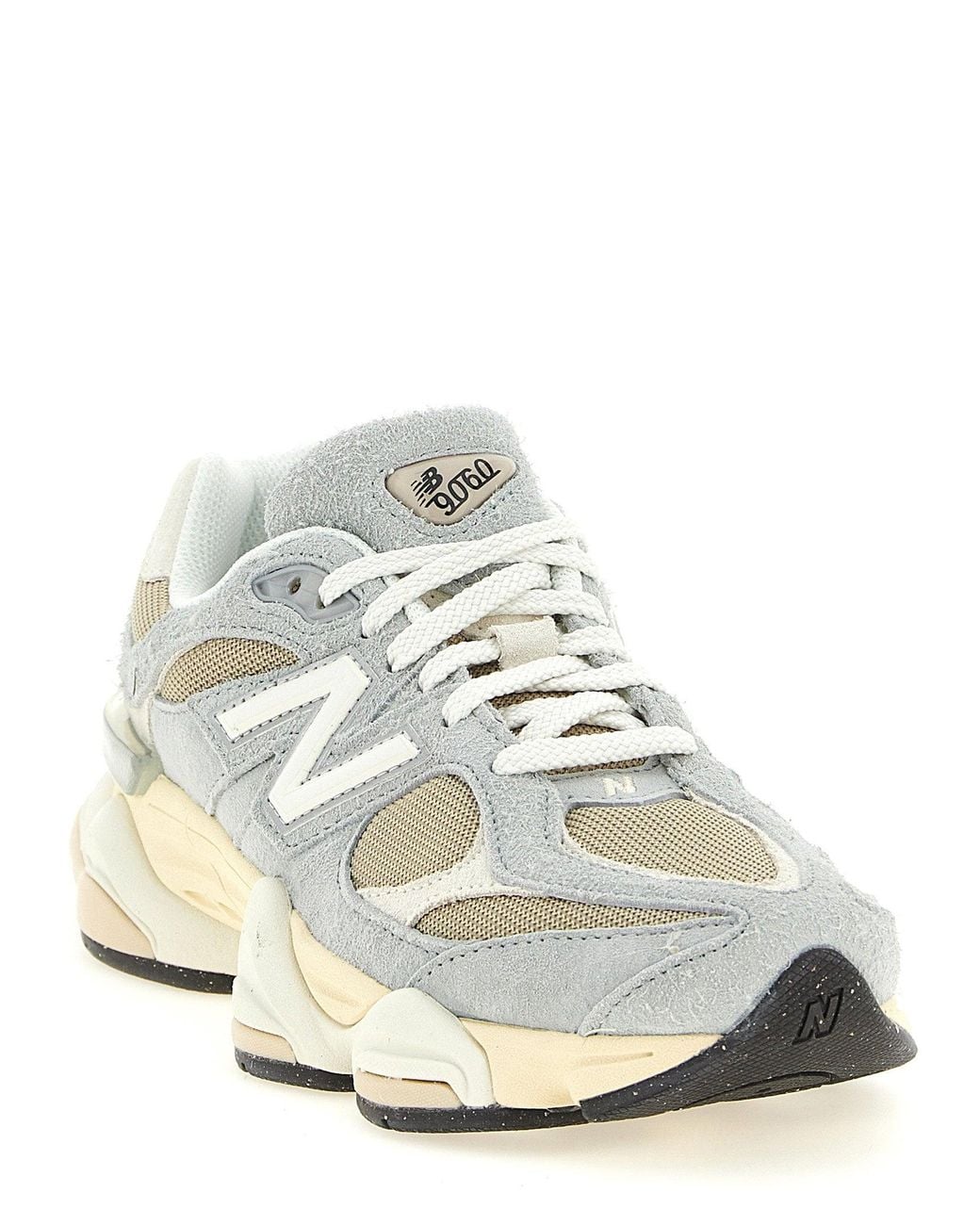 New Balance White Suede And Mesh Sneakers