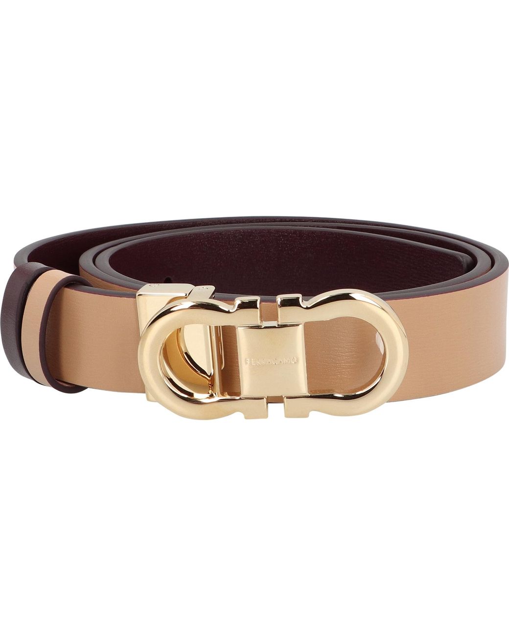 Ferragamo Brown Gancini Reversible Leather Belt Calf
