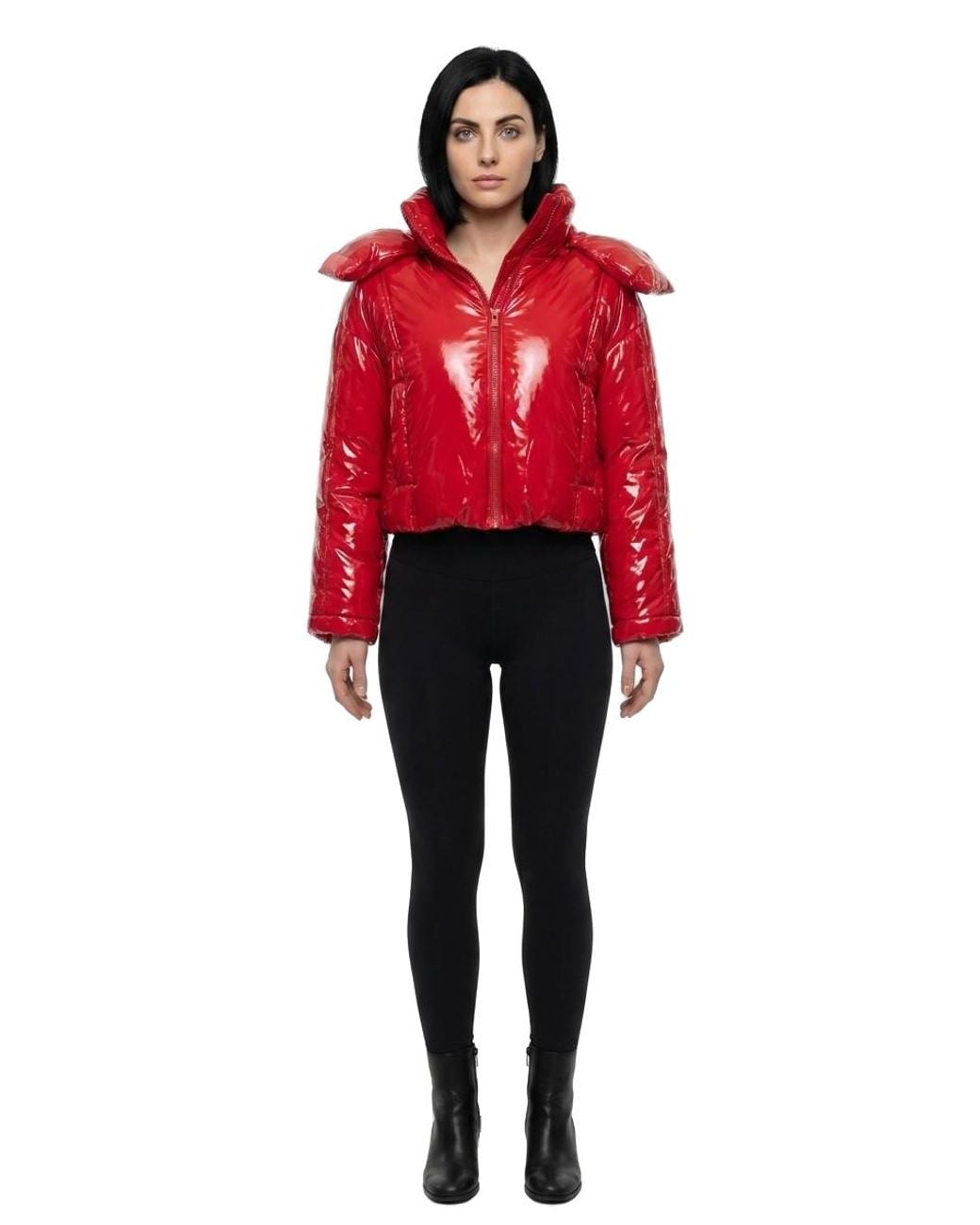 Dolce & Gabbana Red Dolce & Gabbana Glossy Cropped Puffer Down Jacket