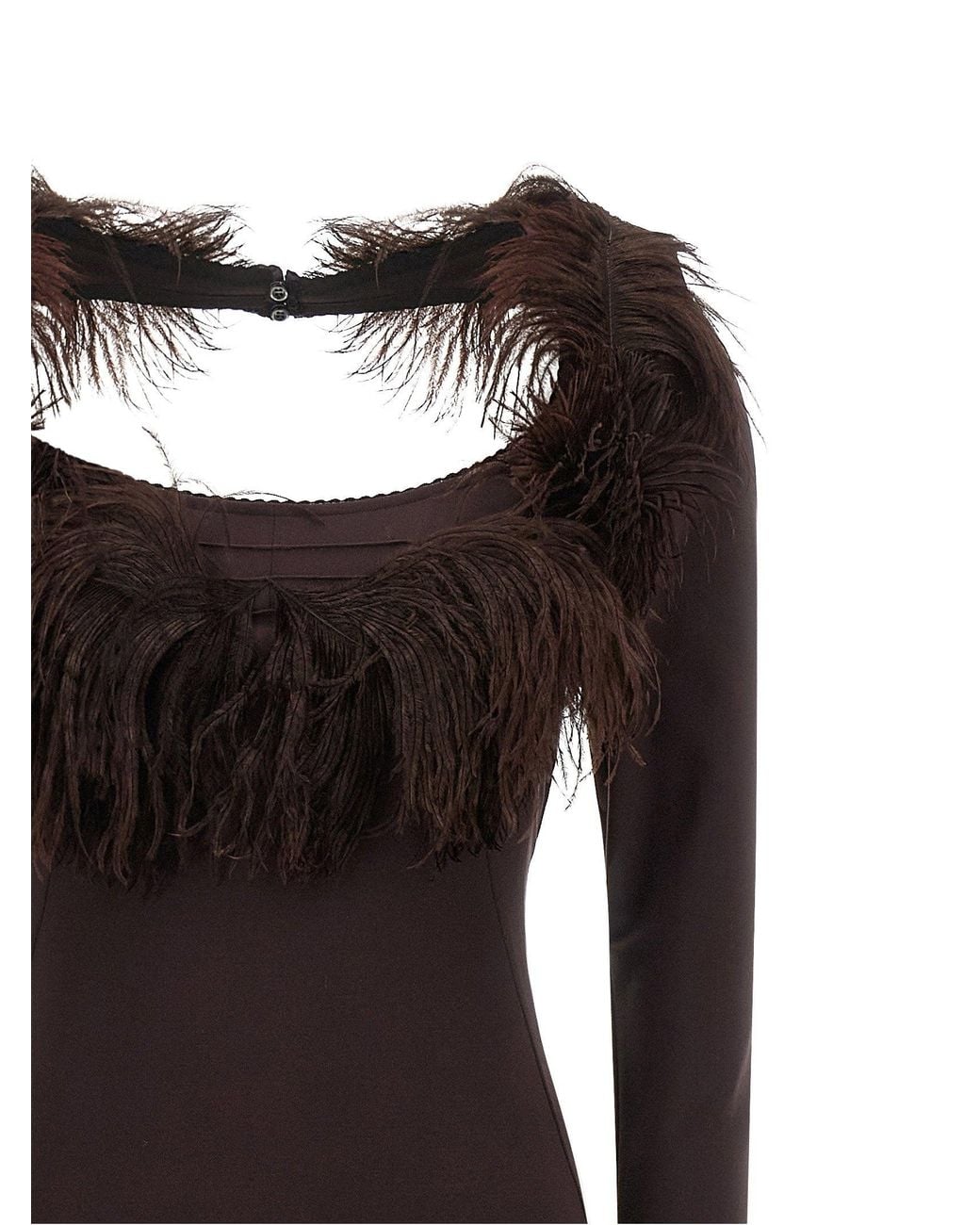 The Attico Black Ostrich Feather-Embellished Dress