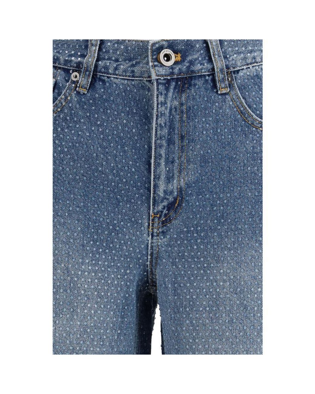 Self-Portrait Blue Cotton Straight-Leg Jeans