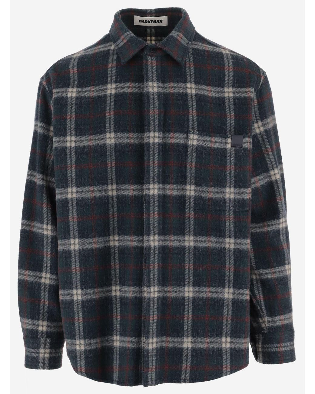 DARKPARK Blue Shirt Wool-Blend Check for men