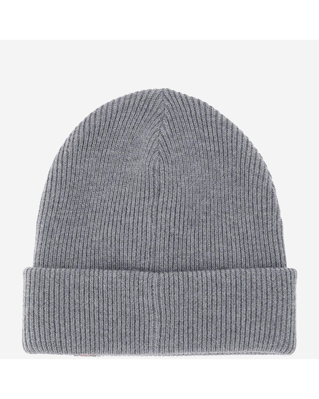 Gucci Gray Wool Beanie With Web Ribbon Fabric Hat for men