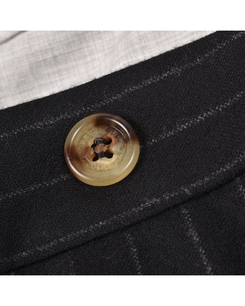 Brunello Cucinelli Black Virgin Wool Pinstripe Trousers for men