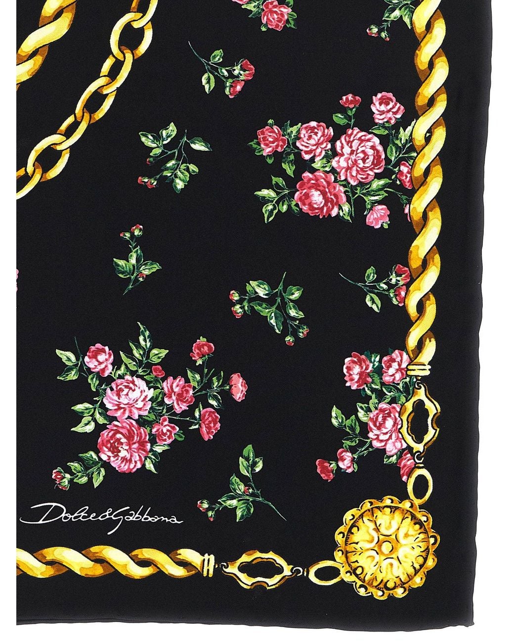 Dolce & Gabbana Black Dolce & Gabbana Mazzolini Di Rose Scarf