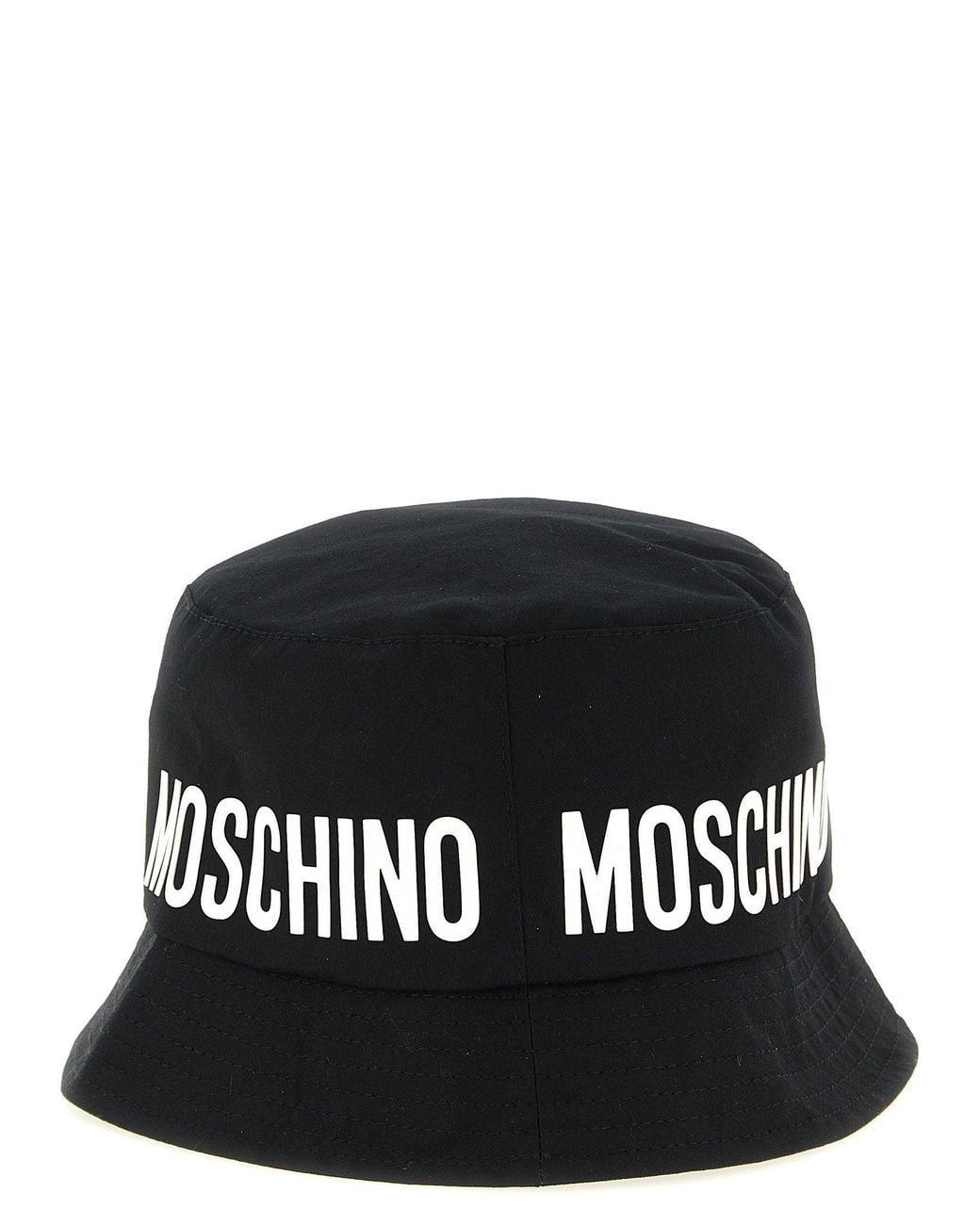 Moschino Black Logo Print Bucket Hat