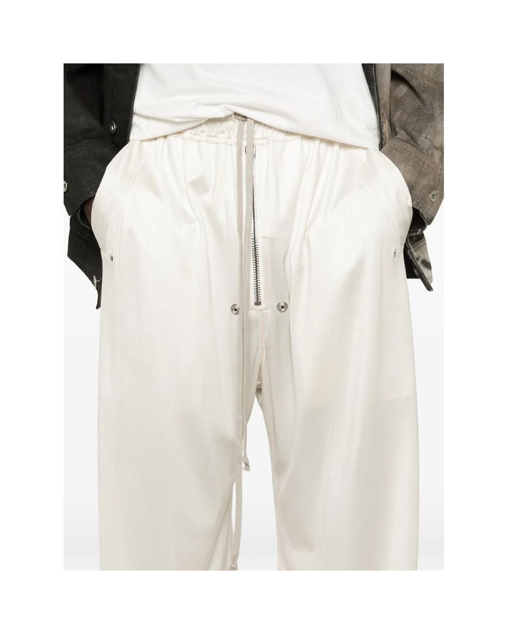 Rick Owens White Wide Trousers for men