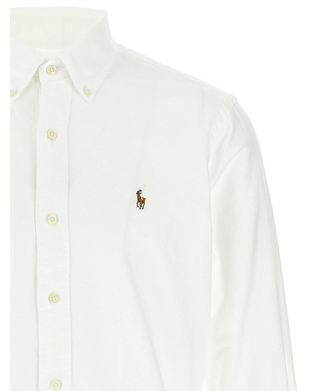 Polo Ralph Lauren White Button-Down Oxford Cotton Shirt for men