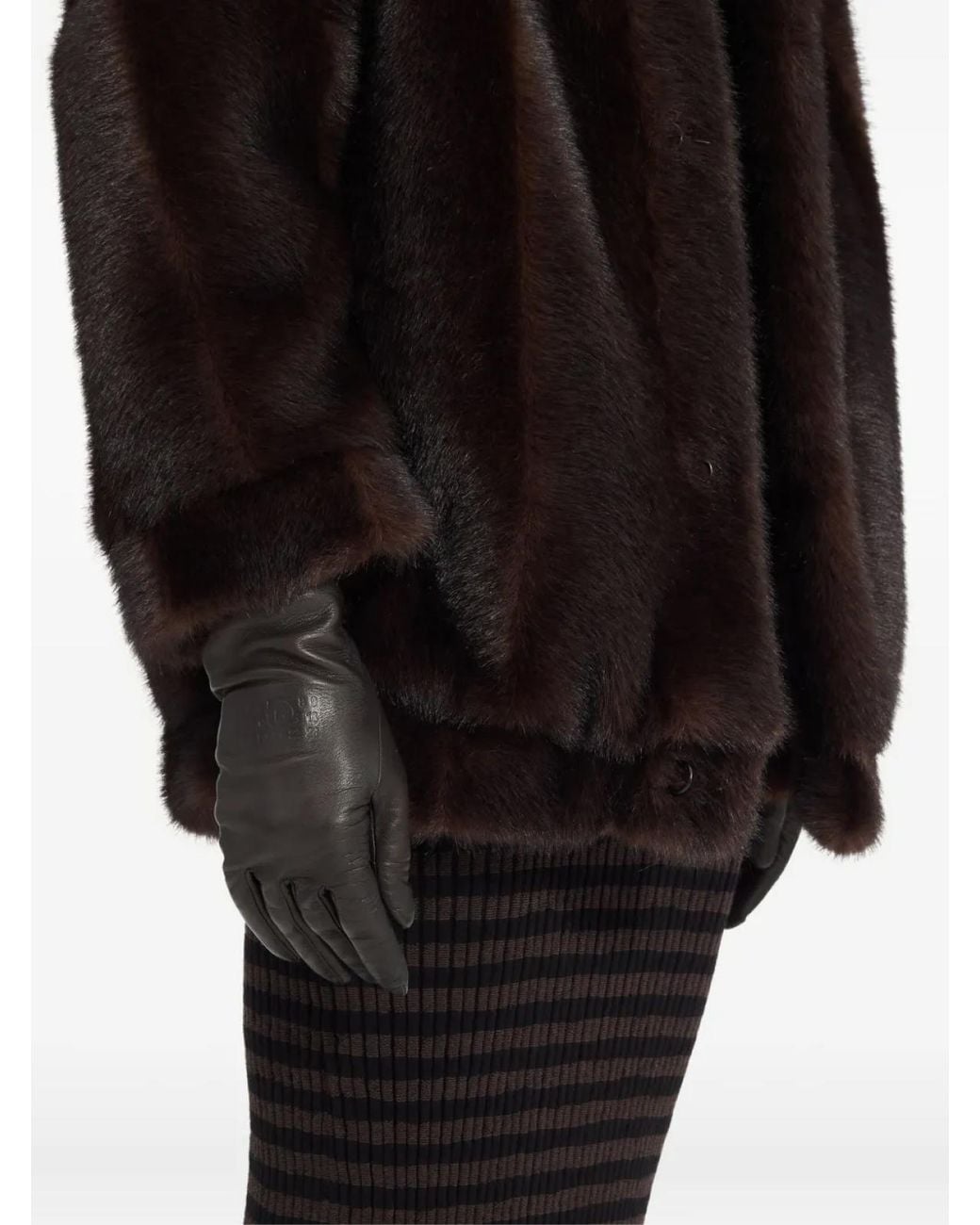 Maison Margiela Black Mm6 Embossed Logo Leather Gloves Accessories
