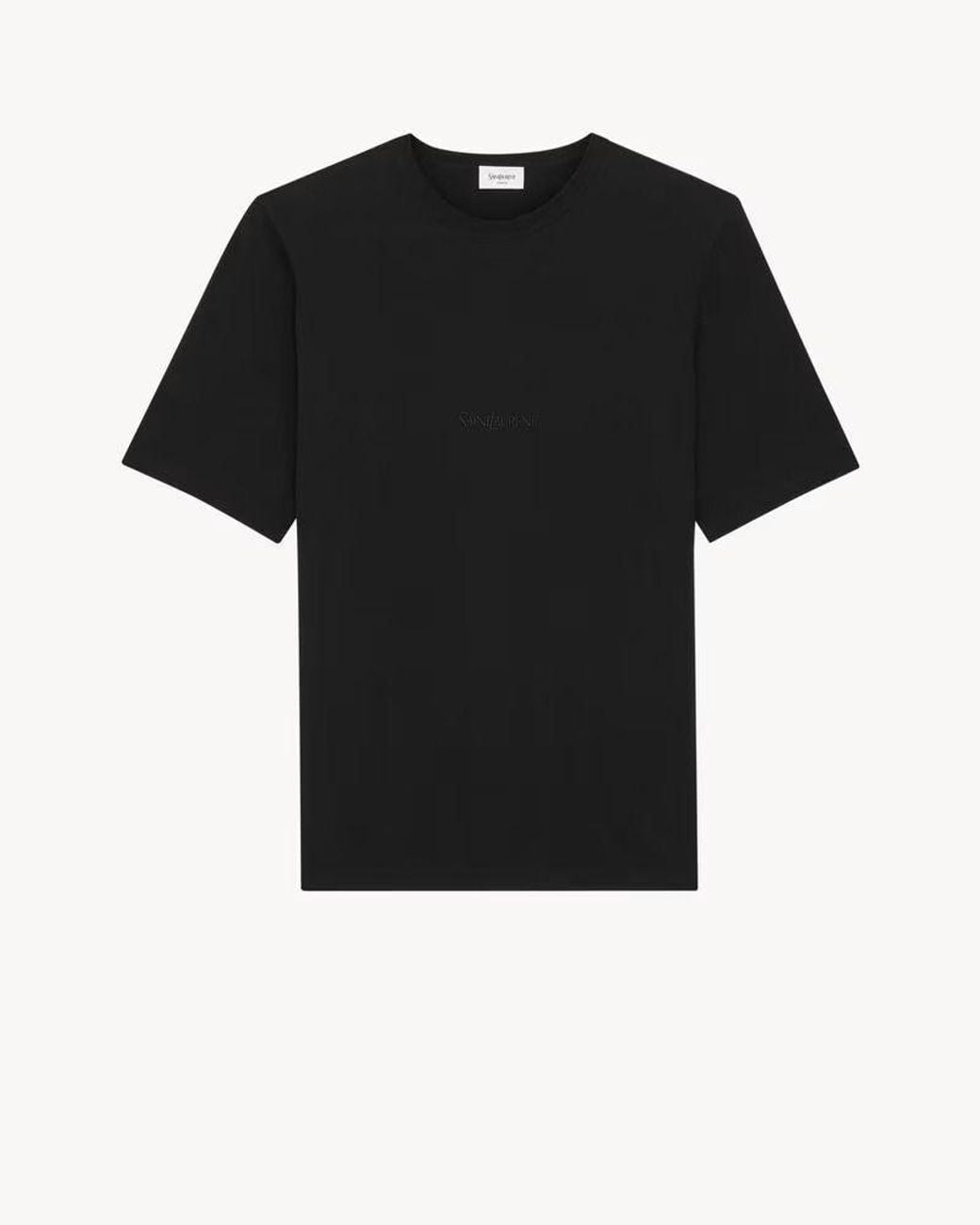 Saint Laurent Black Saint Laurent Logo-Embroidered T-Shirt for men