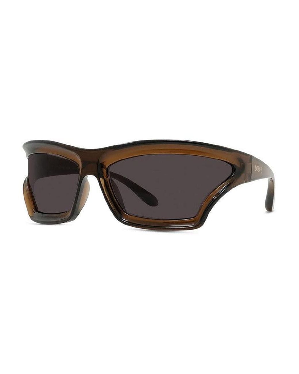 Loewe Brown Sunglasses Rectangle Full Rim, Shiny Frame And Smoke Lens Lw40143U01A
