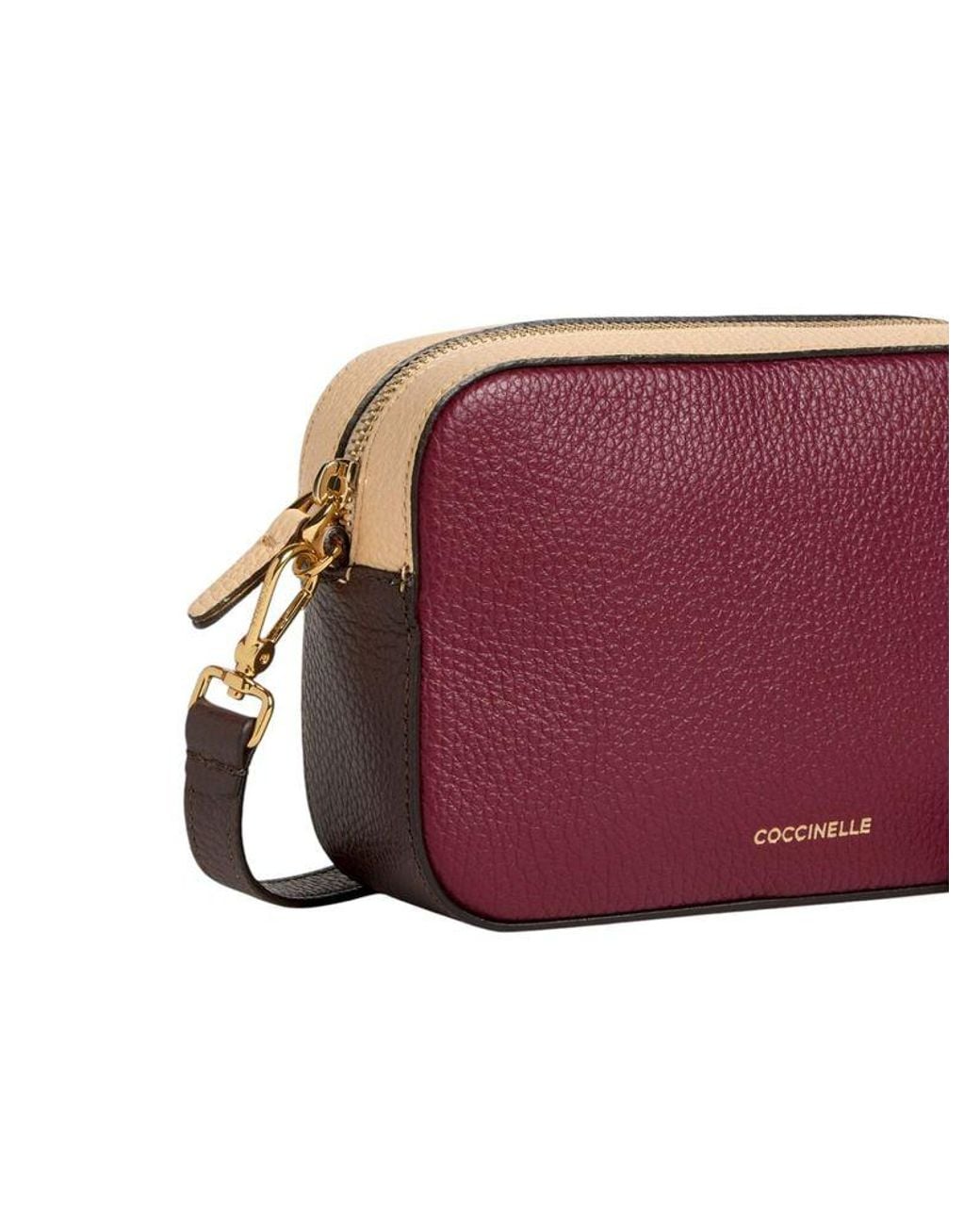 Coccinelle Purple Crossbody Bag Ribes-Betulla-Brunet Cowhide Leather