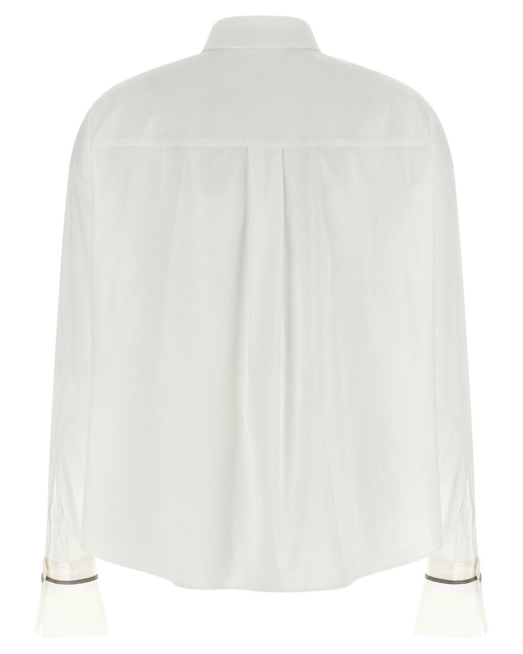Brunello Cucinelli White Shiny Cuffs Shirt