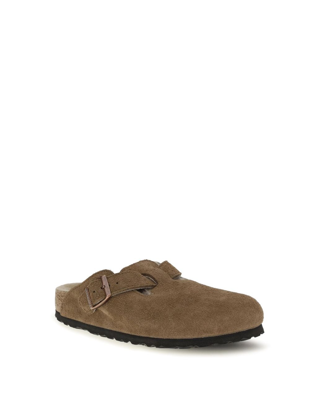 Birkenstock Brown Shearling Mules Boston Upper: Suede; Sole: Rubber Sandal