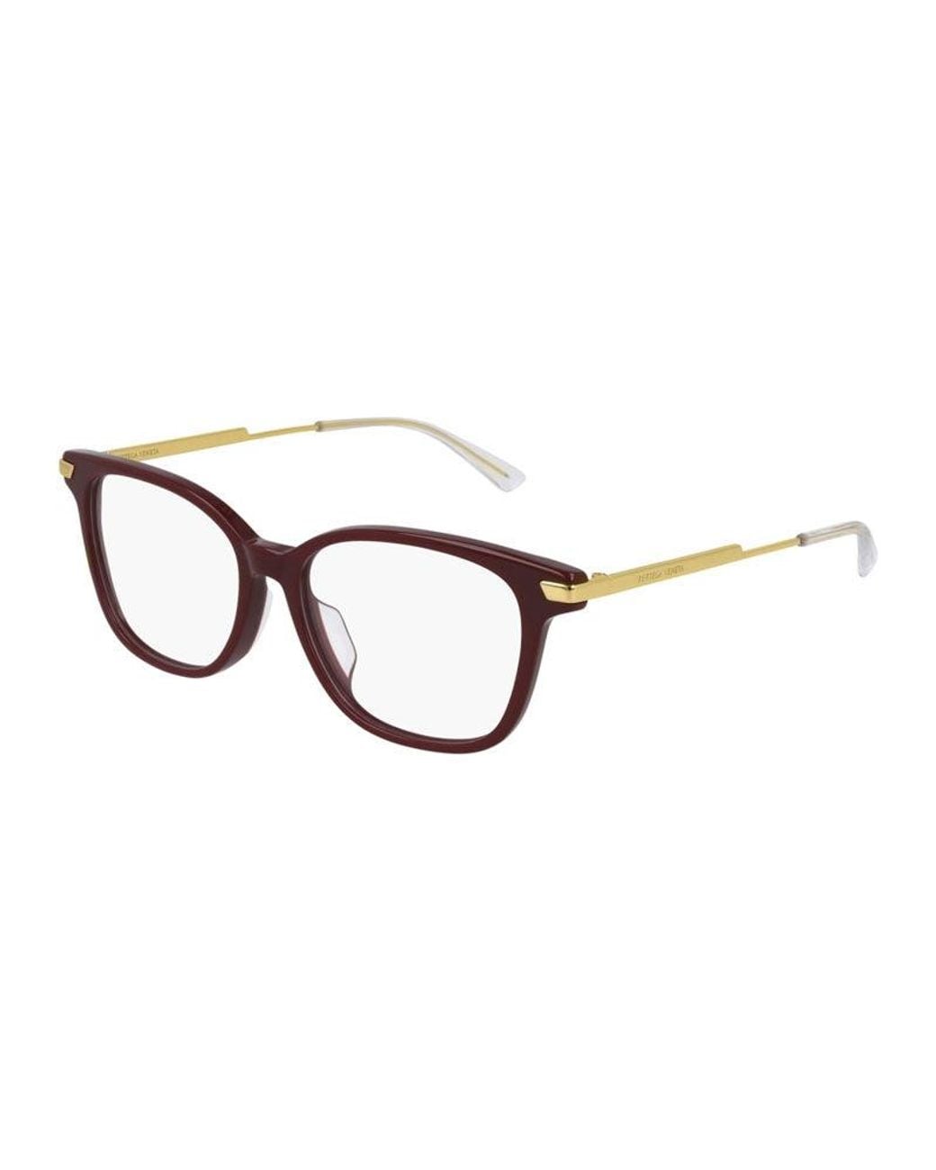Bottega Veneta Brown Eyeglasses Square Full Rim, Burgundy- Frame And Clear Demo Lenses Lens Bv1074Oa004
