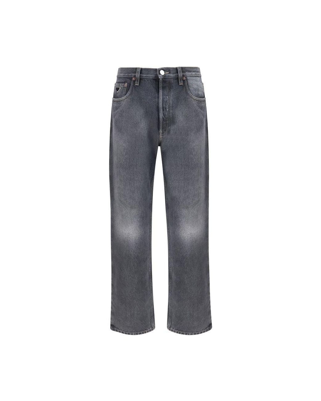 Prada Gray Cotton Relaxed Fit Jeans Clothing for men