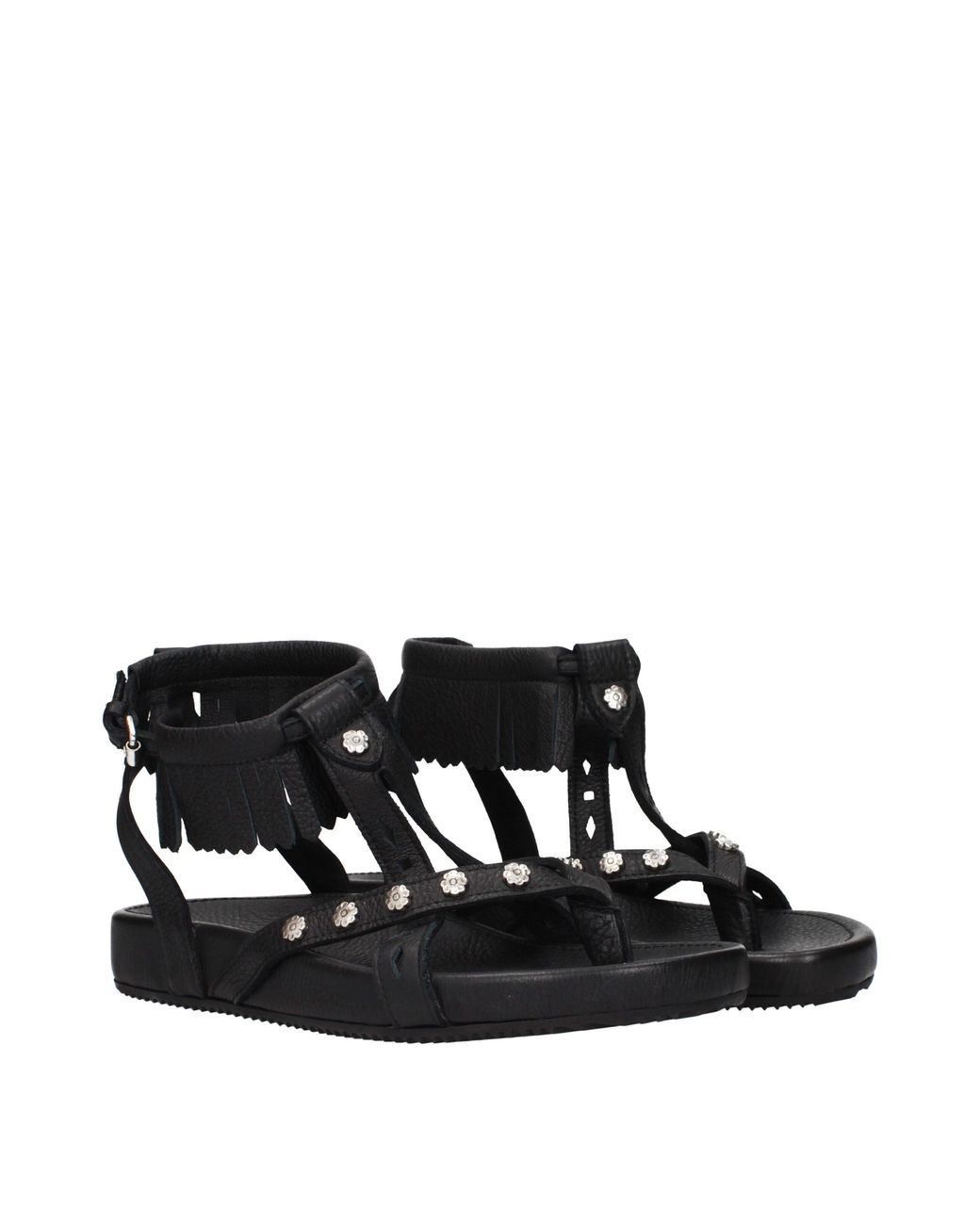 Isabel Marant Black Studded Fringe Sandals