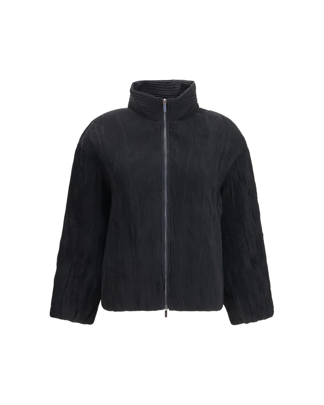 GONGDID DESIGN Blue Jacket Short Padded With Striped Fabric Polyester