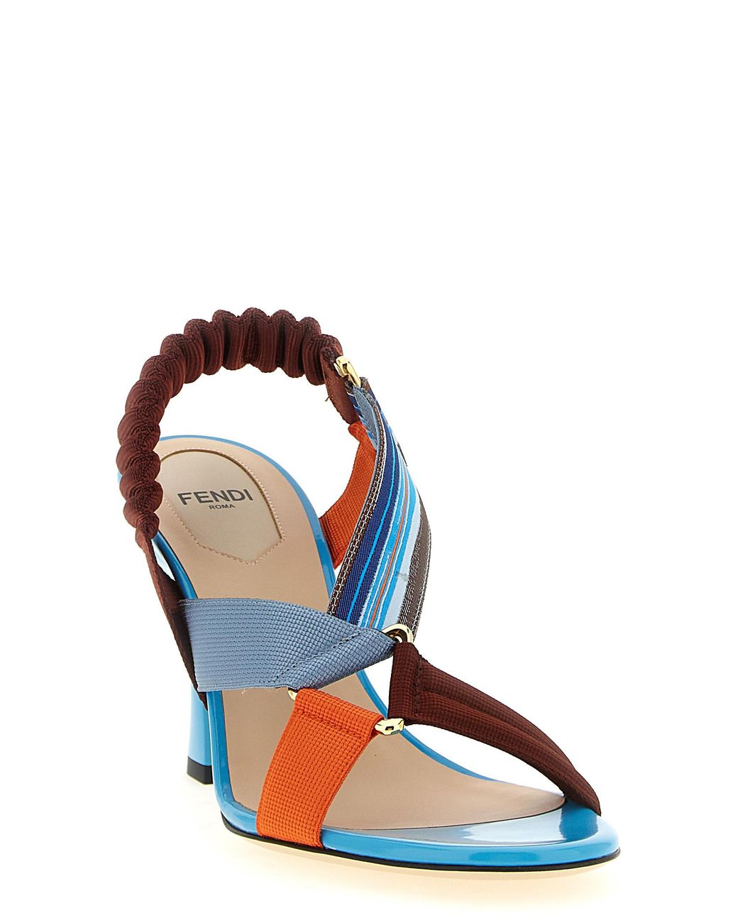 Fendi Blue 'Colibrì' Sandals With Woven Ribbons