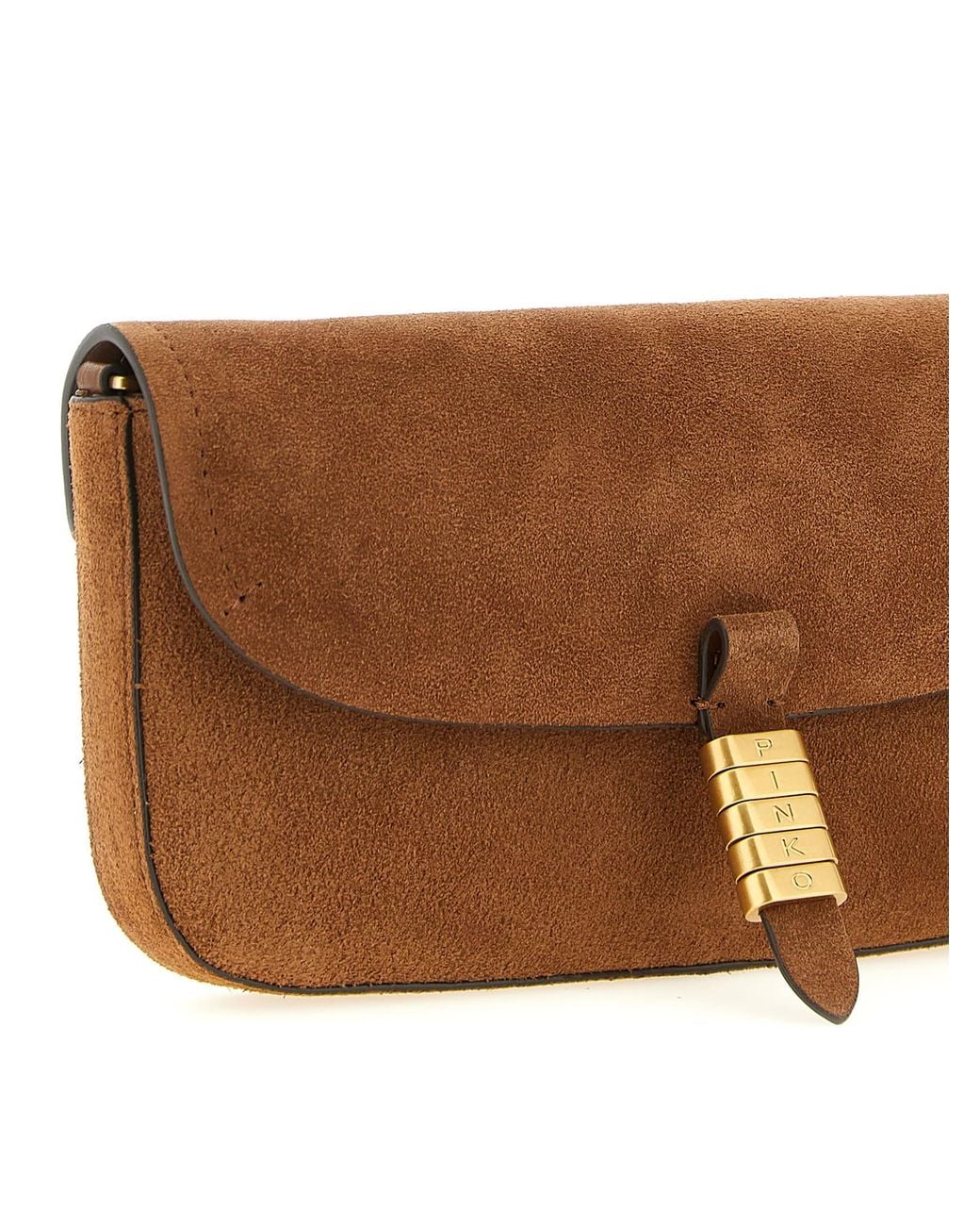 Pinko Brown Saddle Flat Shoulder Bags