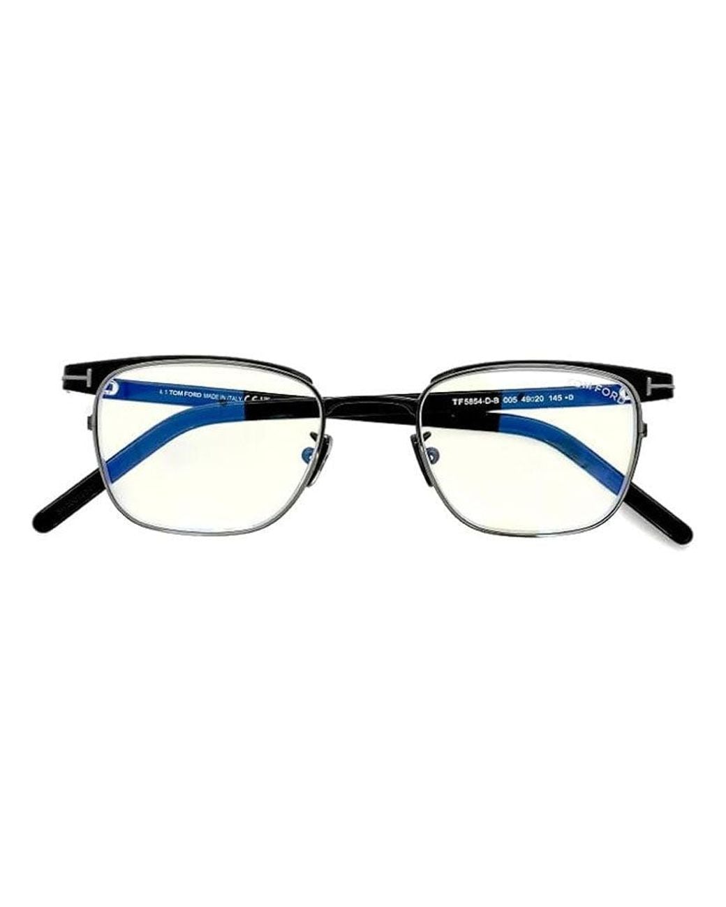 Tom Ford Black Eyeglasses Rectangle Full Rim, Shiny Gunmetal Frame And Clear--Light Block Lenses Lens Ft5854-D-B008 Sunglasses for men
