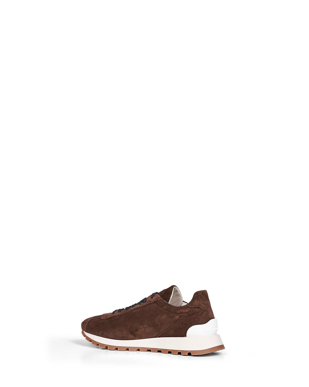 Brunello Cucinelli Brown Espresso Suede Runners With Shiny Tab
