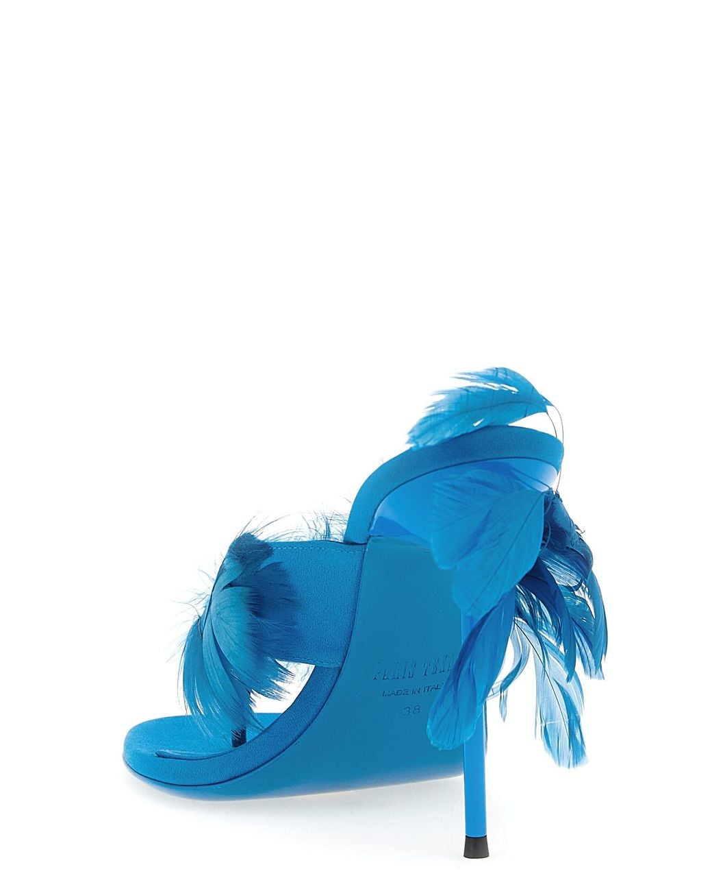 Paris Texas Blue 'Lidia Feather Thong' Mules