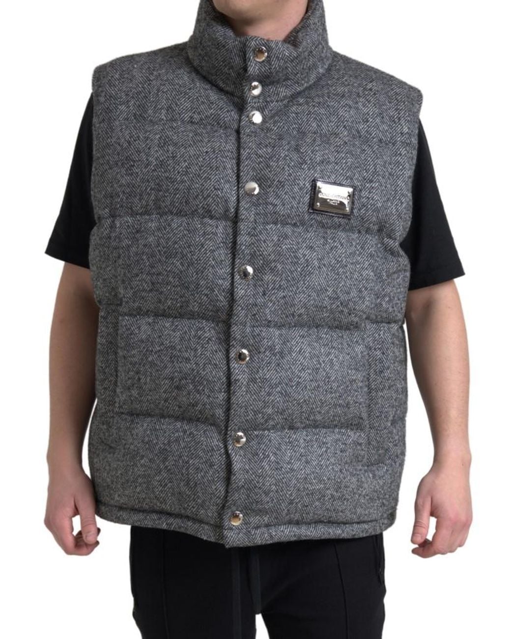 Dolce & Gabbana Black Elegant Chevron Knit Wool Blend Vest Jacket Clothing for men